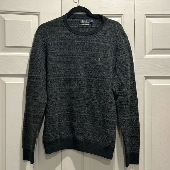Polo Ralph Lauren Gray Wool Sweater, Size Large - Picture 1 of 8